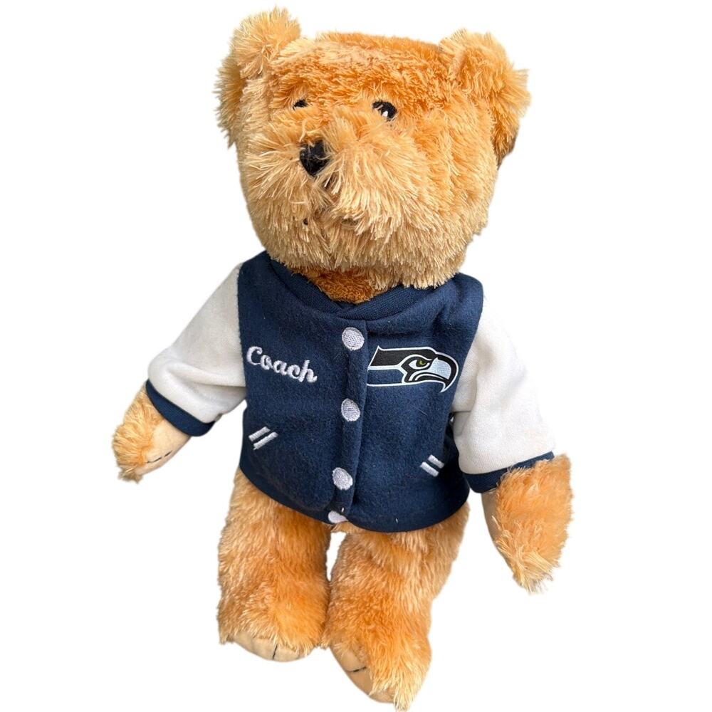 NWT Y2K Good Stuff Teddy Bear Seattle Seahawks Coach 13.5" tall 2009 brown